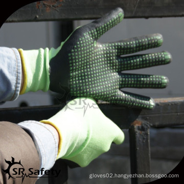 SRSAFETY Black foamnitrile glove green nitrile dotted construction gloves